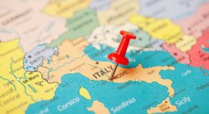 Immagine cartina dell'Italia con segnaposto per link a pagina esterna trova una chiesa